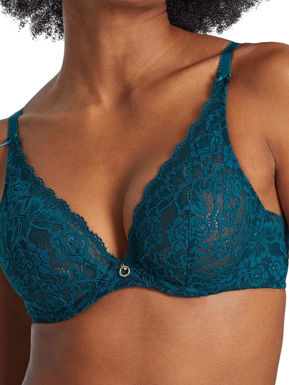 Aubade Rosessence Comfort Triangle Bra- 30E, Swarovski Charm, Deep Green
